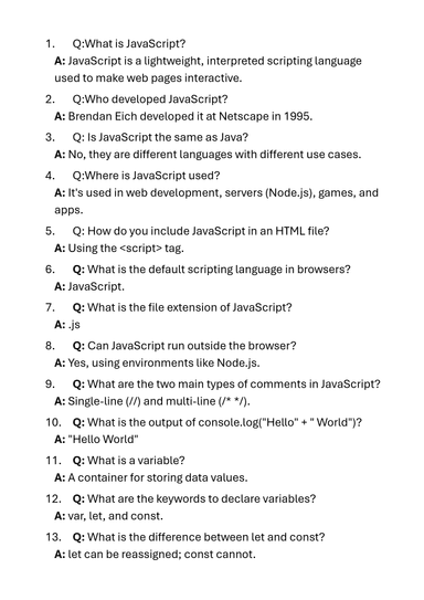 JavaScript Interview Questions